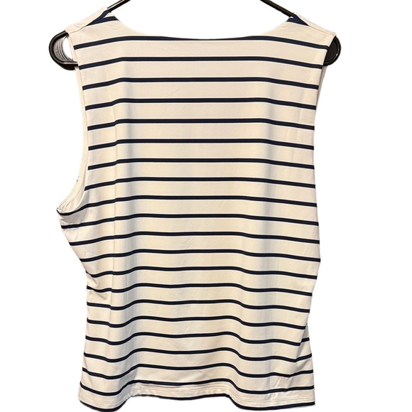 Tahari Modern Essentials Navy and White Striped Tank Top NWT - Picture 2 of 2